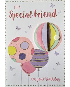 To A Special Friend Birthday. 3D Decoration. Medium Card 23x15cm (9 x 6 Inches)