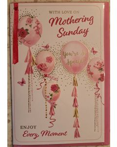 With Love On Mothering Sunday. Mother's Day Card 23x15cm (9x6 Inches)