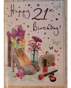 Happy 21st Birthday Card For Female. 23x15cm (9x6 Inches)