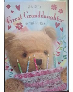 To A Lovely Great Granddaughter On Your Birthday Card. 23x15cm (9x6 Inchese)