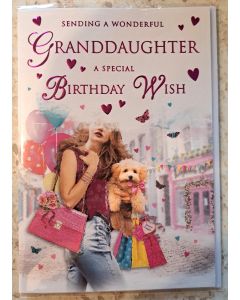 Granddaughter A Special Birthday Wish Card.15x25cm (6x9inches)