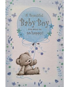 Baby Boy Newborn Greeting Card.19x13cm (7.5x5.5 Inches)