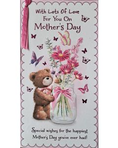 With Lots Of Love For You On Mother's Day Card. 23x12cm