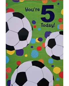 You're 5 Today! Football Birthday Card. 19.5x13.5cm