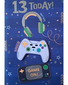 13 Today Happy Birthday Gaming Card for 13th Birthday. 19x13cm