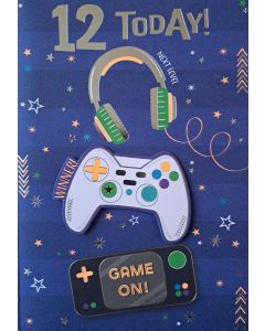 12 Today Happy Birthday Gaming Card for 12th Birthday. 19x13cm