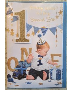 Son 1st Birthday Card. One Today. Size 23x15cm