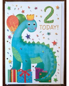 2 Today Birthday Card For Boys 2nd Birthday. 19x13cm