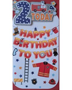 2 Today Birthday Card For Boys 2nd Birthday. 23x12cm
