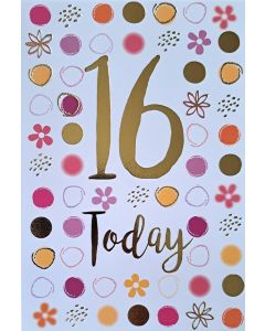 16 Today Card For Female. 16th Birthday. 19x13cm