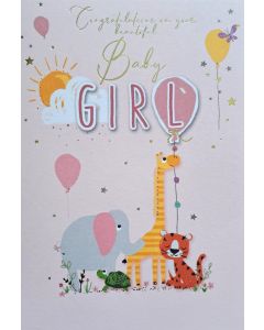 Congratulations on Your Beautiful Baby Girl Card. 19.5x13.5cm