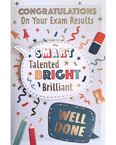 Congratulations Exam Results Card, 23x15cm, GCSE/A-Levels/Degree