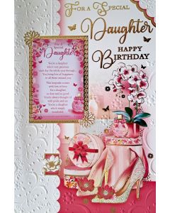 For A Special Daughter Happy Birthday Card With Keepsake. 23x15cm