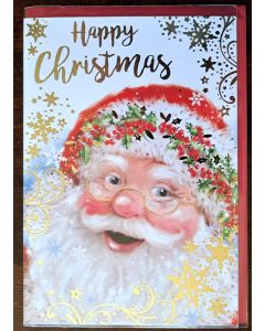 Open Christmas Card Santa Face 19x13cm