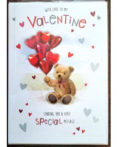 With Love To My Valentine. Valentine's Day Card. 23x15cm (9x6 Inches)