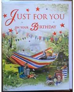Male Just For You On Your Birthday Card. 19x13cm (8x6 Inches)