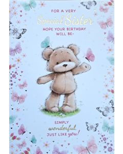 For A Very Special Sister Birthday Card. 19x13cm (8x6 Inches)