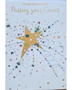 Congratulations On Passing Your Exams Card. 19x13cm. For any exam including GCSE, A-Level, Degree