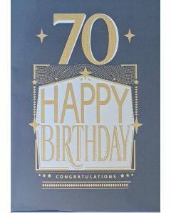 Happy 70th Birthday Card For Male. 23x15cm (9x6 Inches)