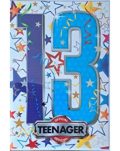 !3th Birthday Official Teenager Card For Boy. 19x13cm