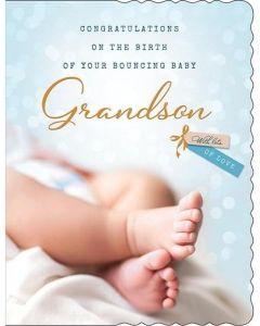 Congratulations On The Birth Of Your Grandson Card. 19x13cm (8x6 Inches_
