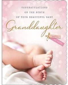Congratulations On The Birth Of Your Granddaughter Card. 19x13cm (8x6 Inches)