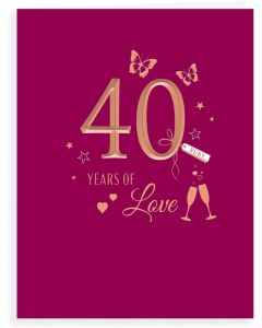 Ruby Anniversary 40 Years Of Love Card. 19x13cm (8x6 Inches)