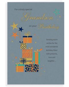 For A Truly Special Grandson On Your Birthday. 23x15cm (9x6 Inches)