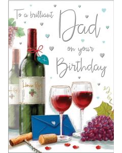 To A Brilliant Dad On Your Birthday Card. 23x15cm (9x6 Inches)