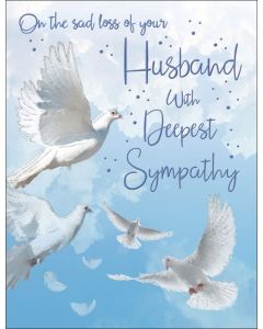 Husband Sympathy Card. Size 8x6 Inches (19x13cm)