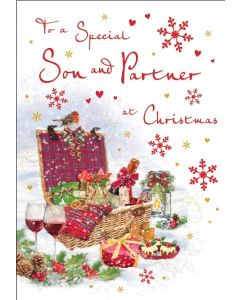 For A Special Son And His Partner Christmas Card. 23x15cm (9x6 Inches)                              