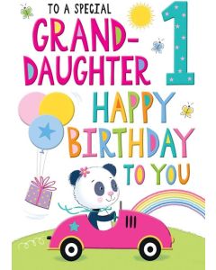 Age 1 Granddaughter Birthday Card. 23x15cm (9x6 Inches)