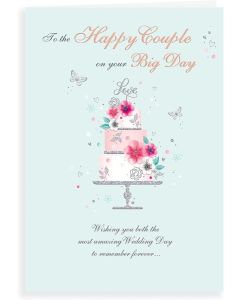 Wedding Day Card. To The Happy Couple On Your Big Day. 23x15cm (9x6 Inches)