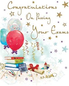 Congratulations On Passing Your Exam Card. 19x13cm (8x6 Inches)