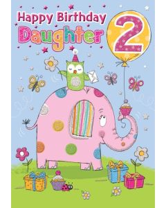 Age 2 Birthday Card For Daughter. 23x15cm (9x6 Inches)