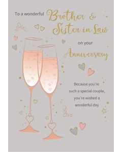Brother and Sister-in-Law Anniversary Card. 23x15cm (9x6 Inches)