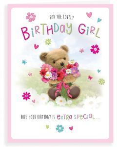 Cute Birthday Card For Girl. 19x13cm (8x6 Inches)