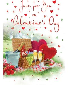 Just For You On Valentine's Day Open Card. 23x15cm (9x6 Inches)