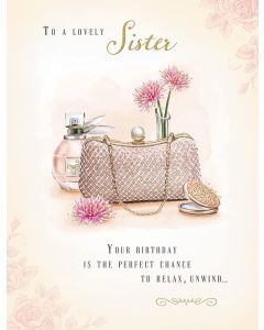 To A Lovely Sister Birthday Card. 19x13cm (8x6 Inches)