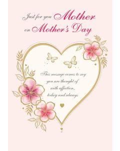 Just For You Mother On Mother's Day Card. 23x15cm (9x6 Inches)