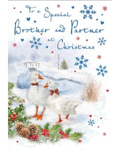 To A Special Brother and His Partner Christmas Card. 23x15cm (9x6 Inches)                              