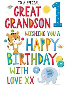 Birthday Card Age 1 Great Grandson 23x15cm (9x6 Inches)