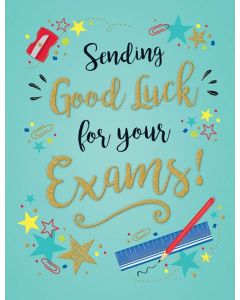Sending Good Luck For Your Exams Card. 19x13cm (8x6 Inches)