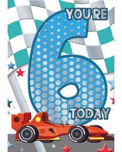 6 Today Racing Car Design Birthday Card 19x13cm