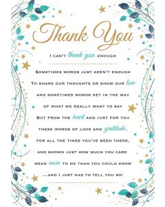 Thank You Card. Can't Thank You Enough.23x15cm (9x6 Inches)