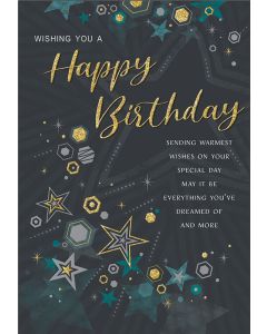 Open Male Birthday Card. Modern Design. 23x15cm (9x6 Inches)