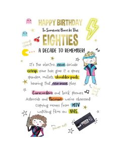 Happy Birthday To Someone Born In The Eighties Card. 19x13cm