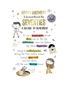 Happy Birthday To Someone Born In The Seventies Card. 19x13cm