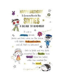 Happy Birthday To Someone Born In The Sixties Card. 19x13cm