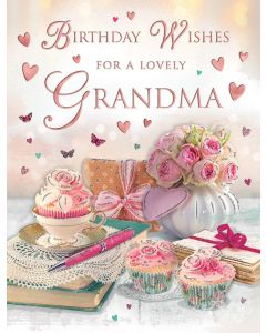 Birthday Wishes For A Lovely Grandma Card. 19x13cm